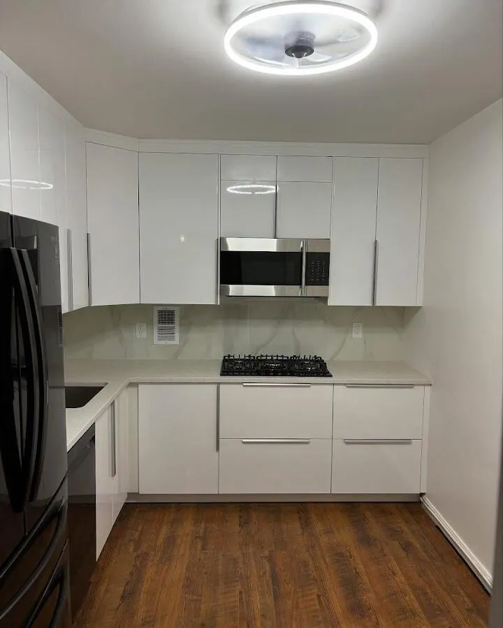 Renovated kitchen with quartz countertops in Davis